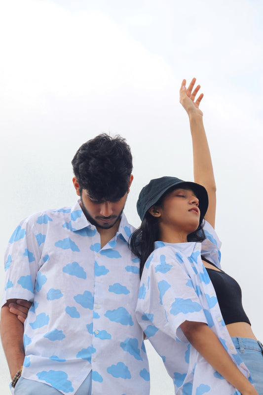 Alag Asmaan | White Cloud Print | Unisex Shirt