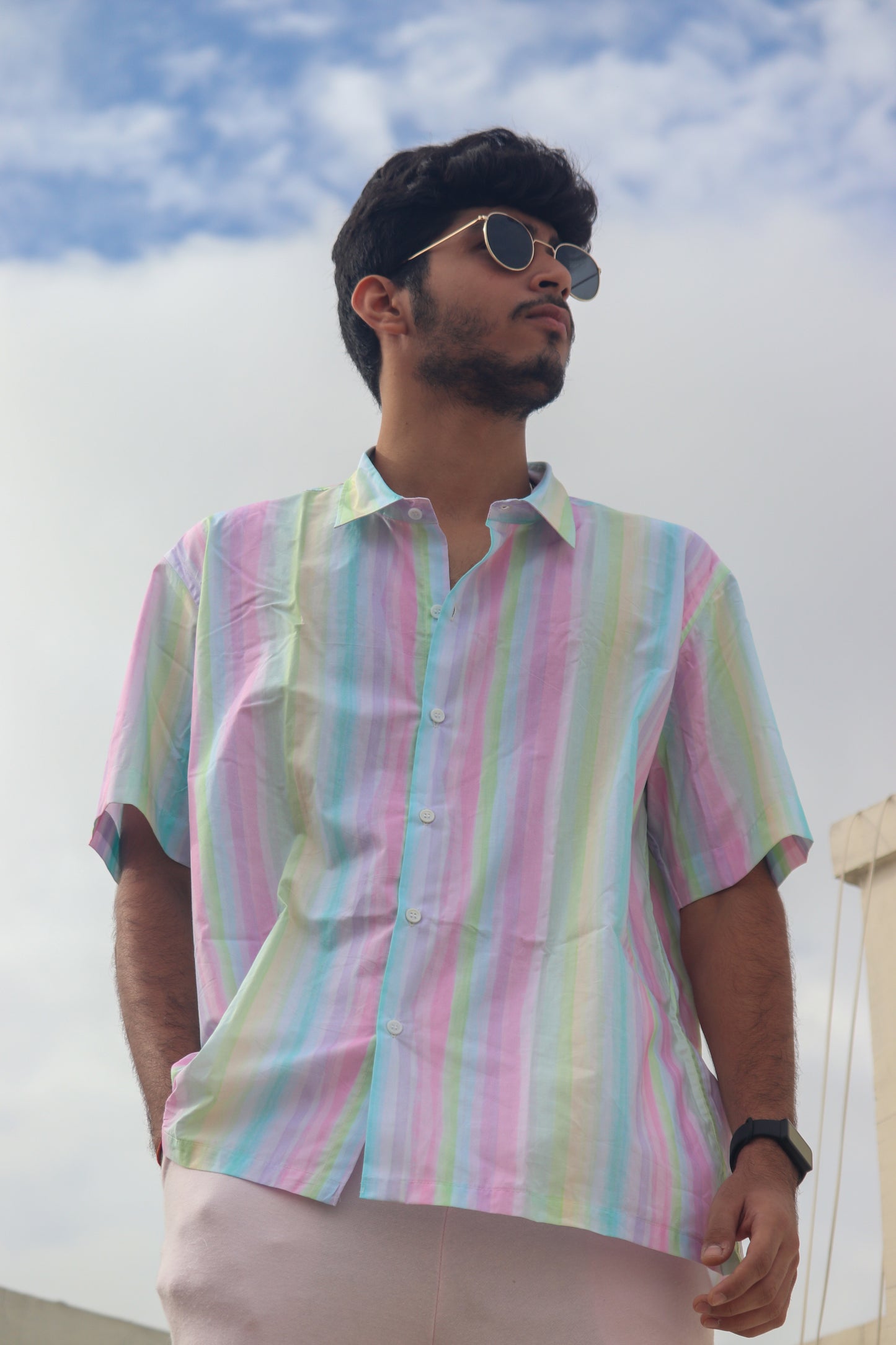 Heatwaves | Multi Colour Pastel Cotton Shirt | Unisex