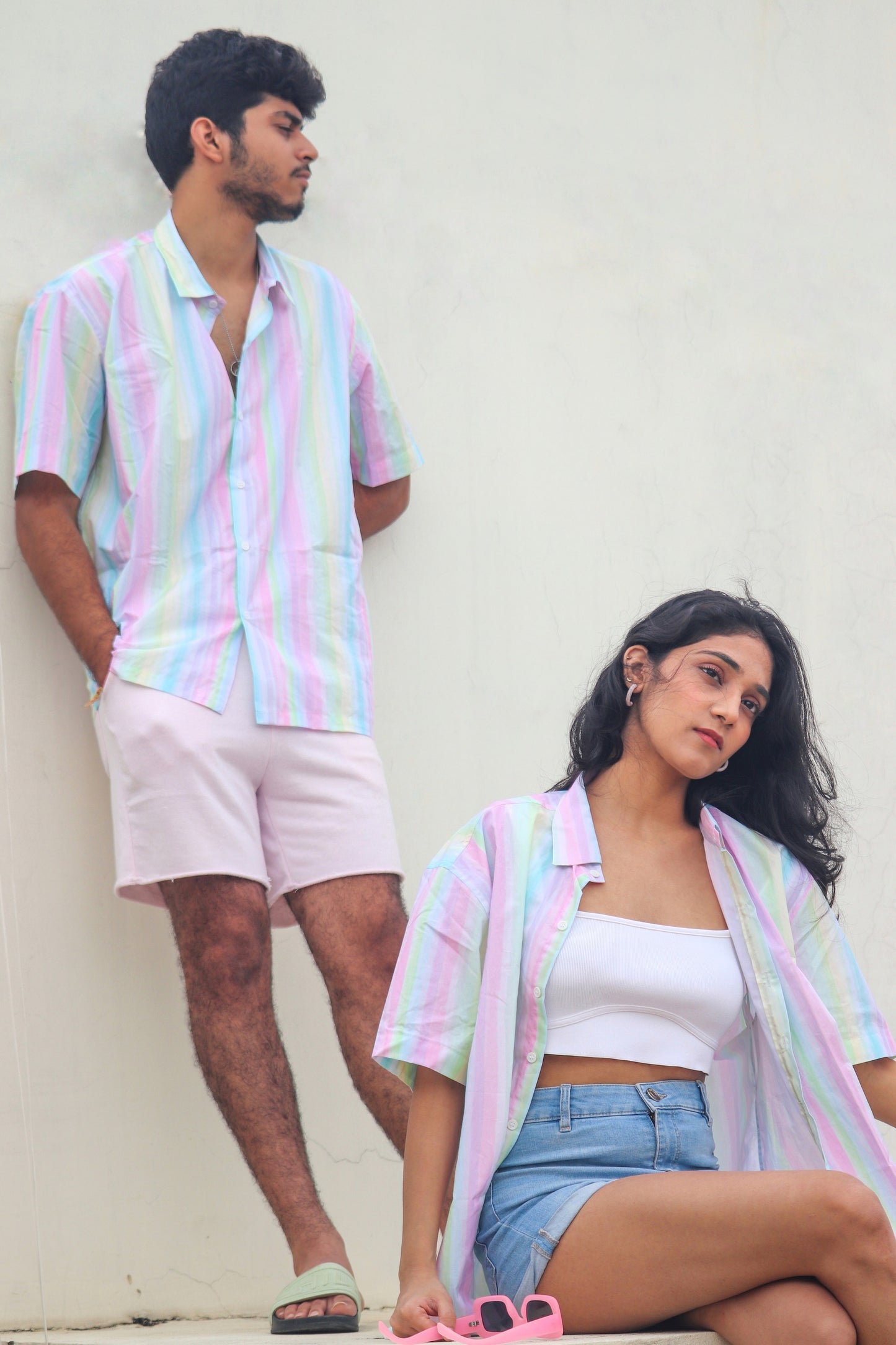 Heatwaves | Multi Colour Pastel Cotton Shirt | Unisex