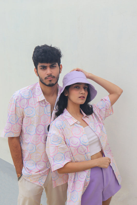 Udd Gaye | Smilie Print Cotton Shirt| Unisex