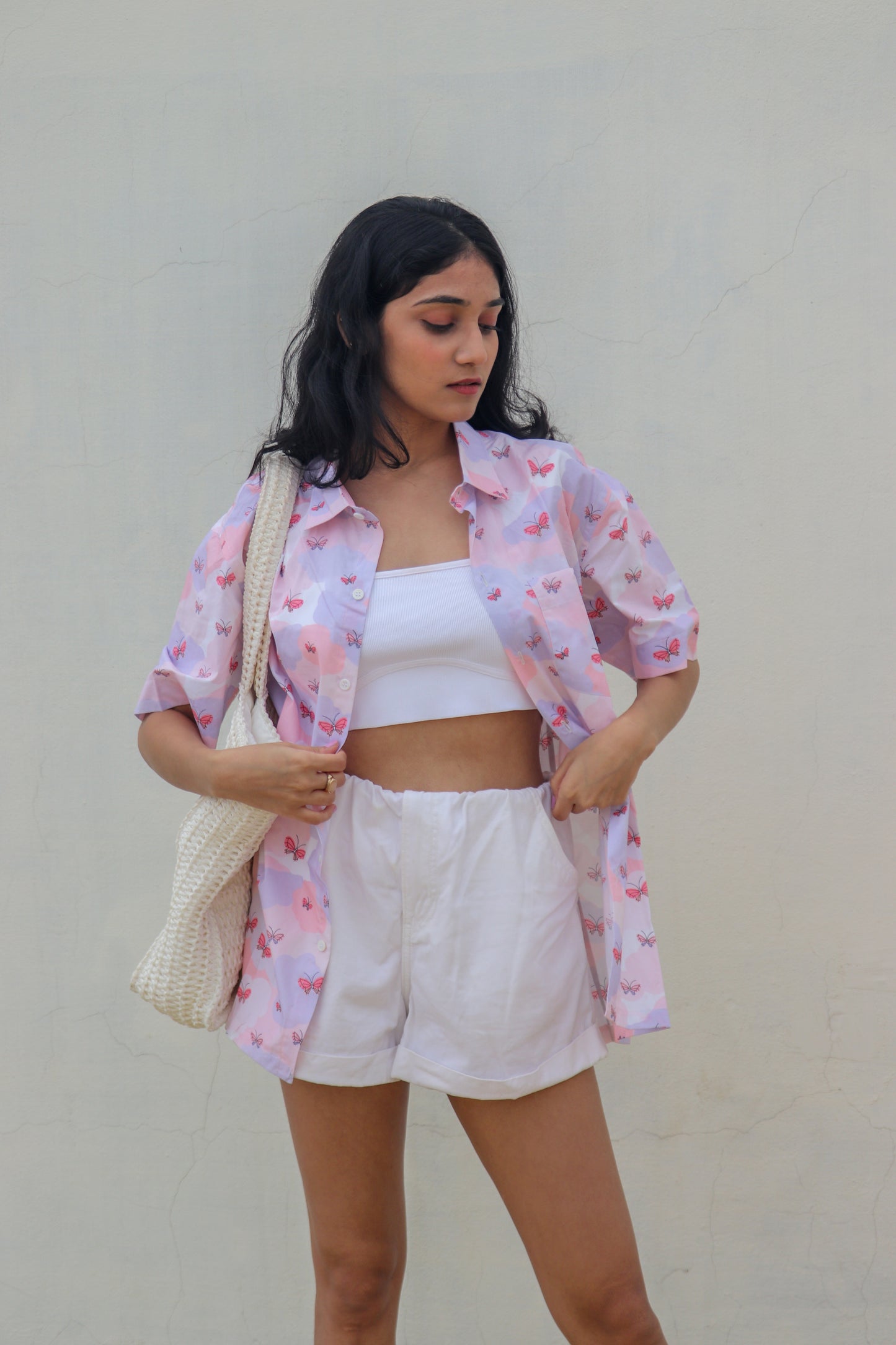 Feelings | Pastel Butterfly Print Cotton Shirt | Unisex